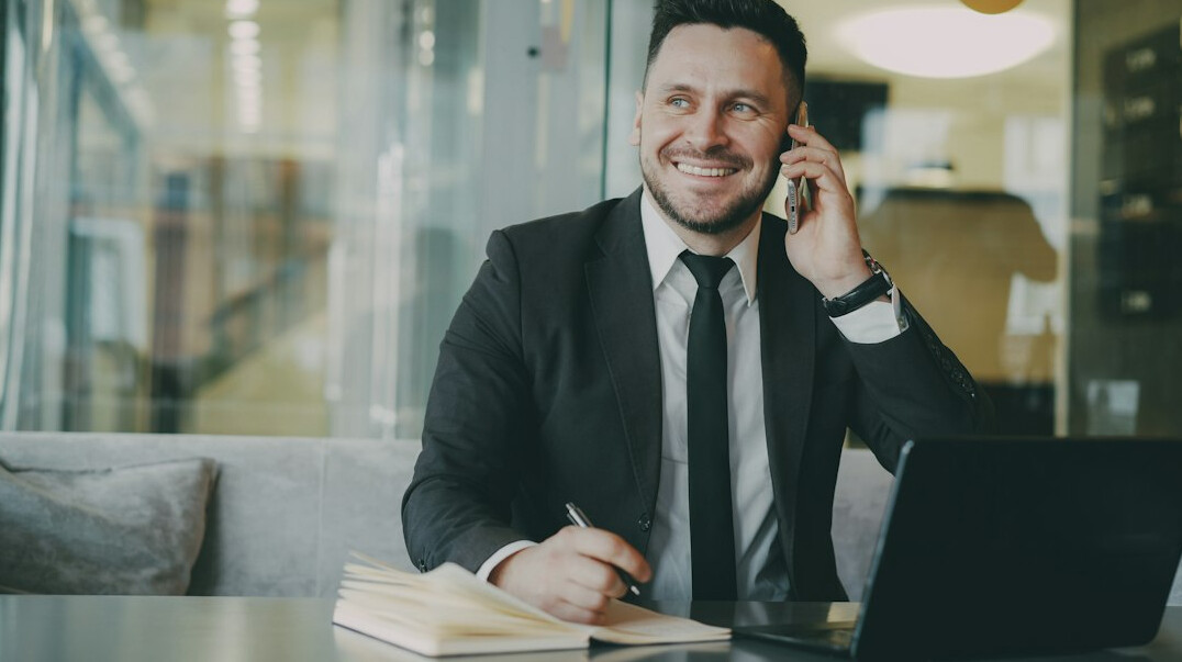 confident businessman negotiating